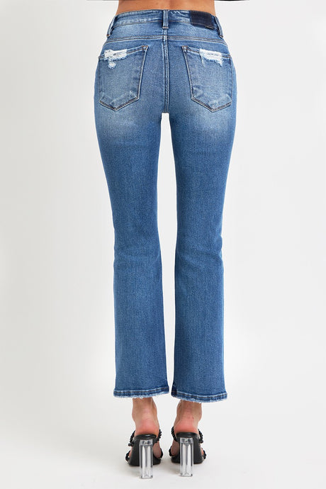 RISEN Full Size Mid Rise Ankle Straight Jeans with Pockets Trendsi Hanalas