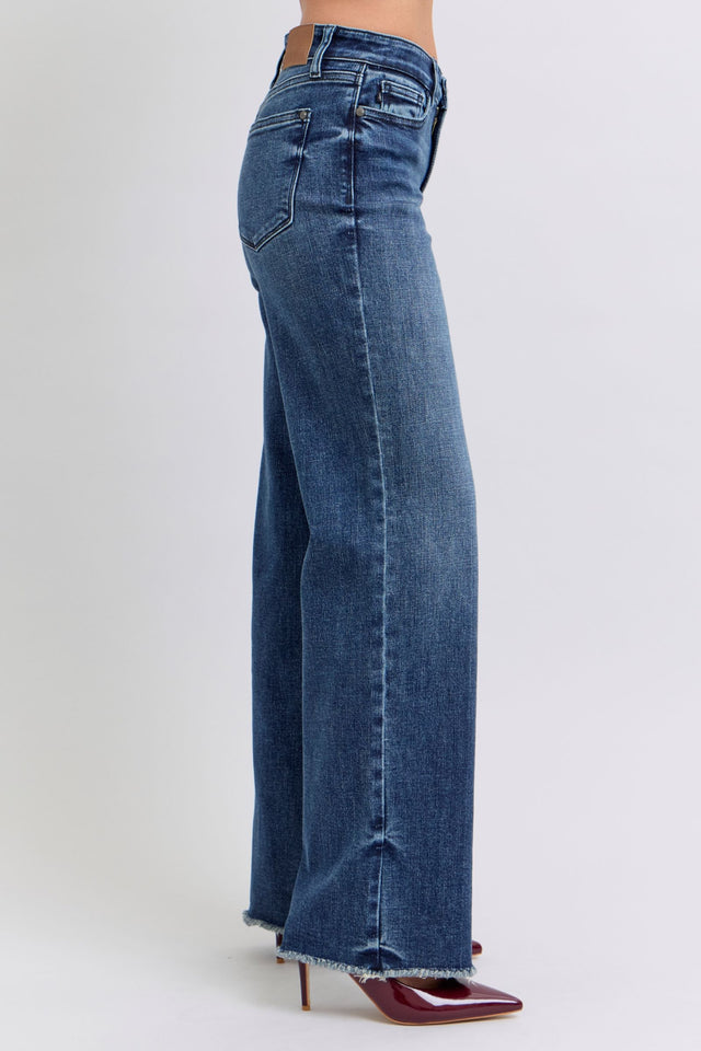 Judy Blue Full Size Raw Hem Mid Rise Jeans | Hanalas