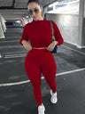 Mock Neck Long Sleeve Top and High Waist Pants Set | Hanalas