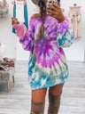 Full Size Tie-Dye Round Neck Long Sleeve Dress | Hanalas