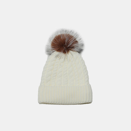 Cable Knit Winter Hat with Pompom Trendsi Hanalas