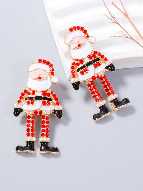 Alloy Rhinestone Santa Earrings | Hanalas