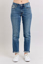 Judy Blue Full Size Mid Rise Skinny Cuff Jeans with Pockets Plus Size | Hanalas