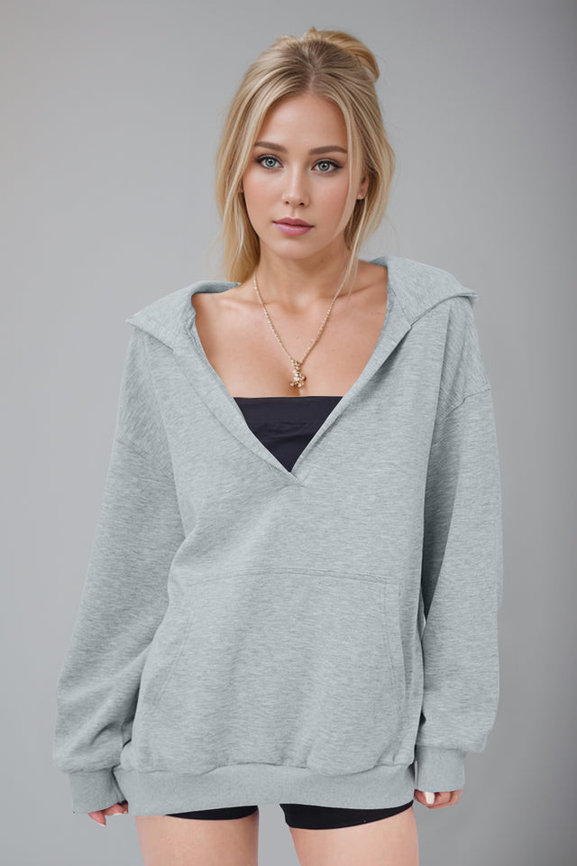 Basic Bae Air Scuba Kangaroo Pocket Long Sleeve Hoodie | Hanalas