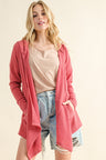 And The Why Full Size Thermal Hooded Open Front Cardigan with Pockets | Hanalas