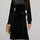 Round Neck Tie Waist Long Sleeve Velvet Dress | Hanalas