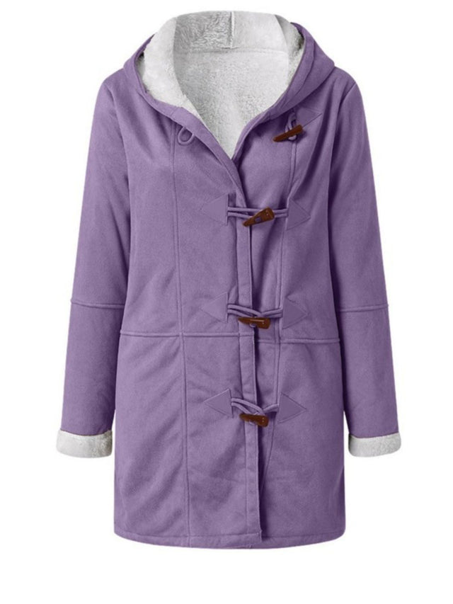 Full Size Pocketed Long Sleeve Hooded Toggle Jacket | Hanalas