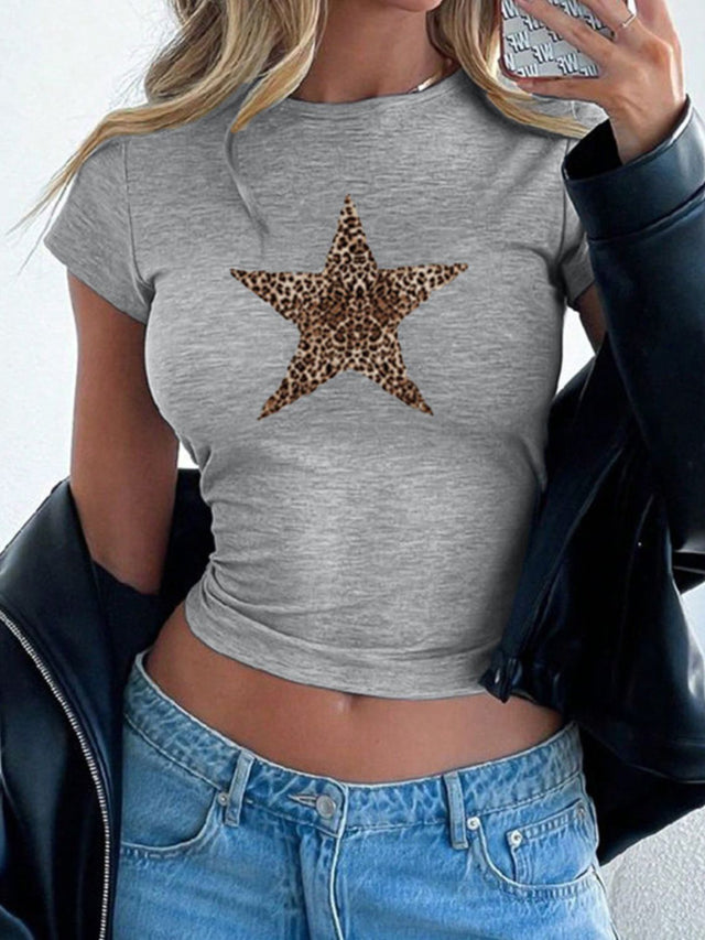 Devine Star Round Neck Short Sleeve T-Shirt | Hanalas