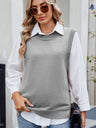 Buttoned Round Neck Sweater Vest | Hanalas