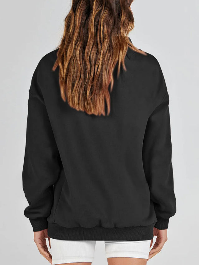 Mock Neck Drop Shoulder Long Sleeve Sweatshirt | Hanalas