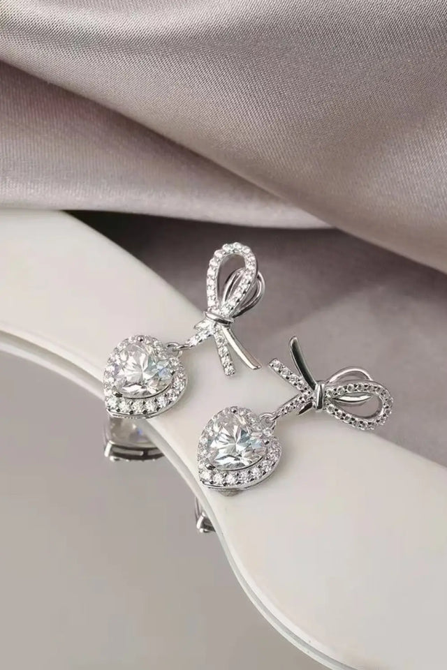 2 Carat Moissanite 925 Sterling Silver Heart Earrings | Hanalas