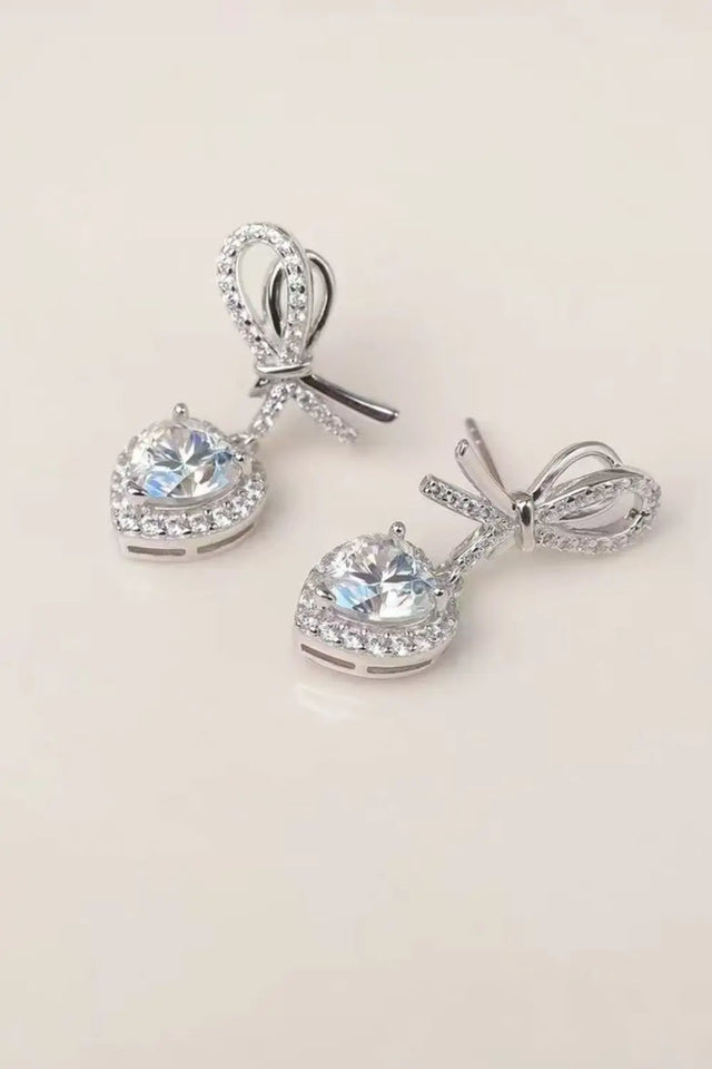 2 Carat Moissanite 925 Sterling Silver Heart Earrings | Hanalas