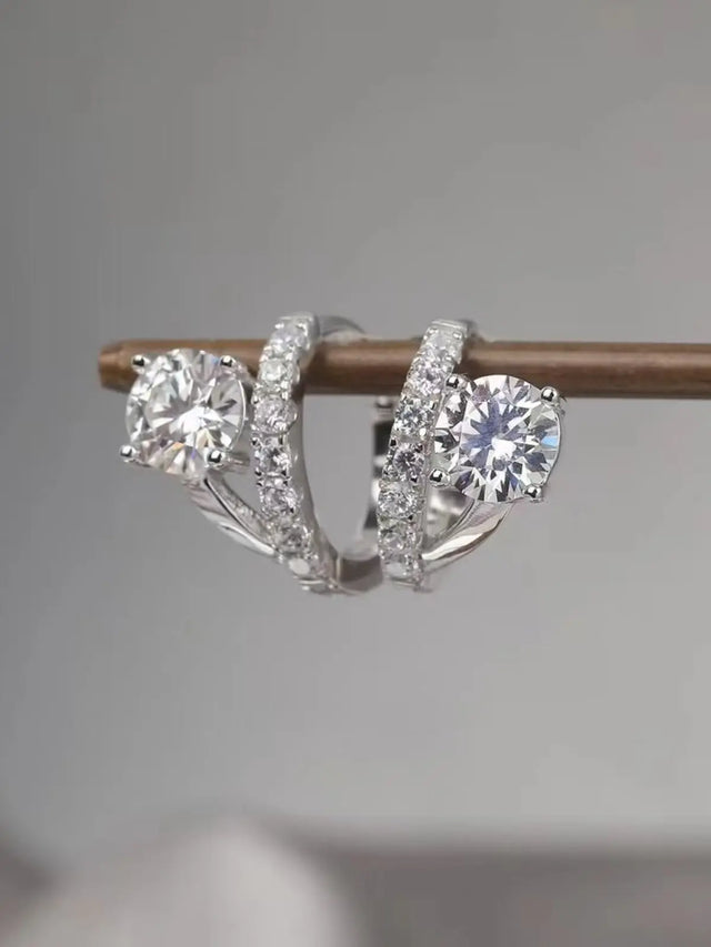 2 Carat Moissanite 925 Sterling Silver Huggie Earrings | Hanalas