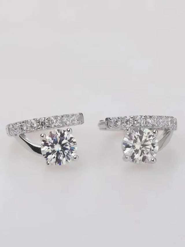 2 Carat Moissanite 925 Sterling Silver Huggie Earrings | Hanalas