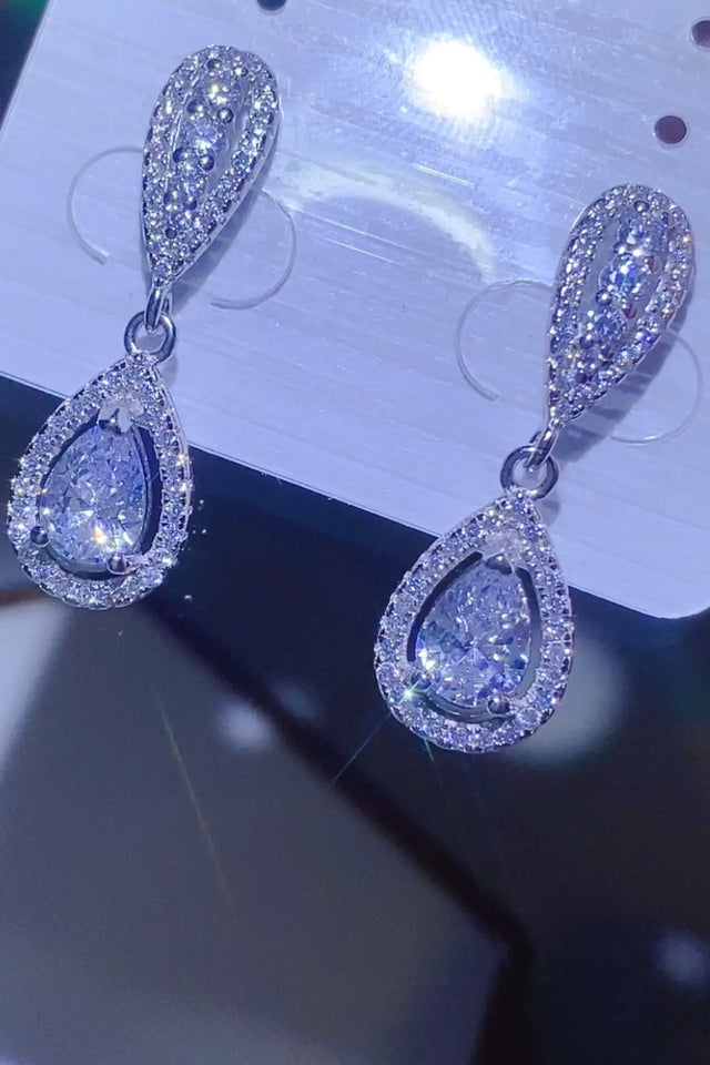 2 Carat Moissanite 925 Sterling Silver Teardrop Earrings | Hanalas