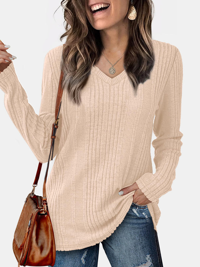 V-Neck Long Sleeve T-Shirt | Hanalas