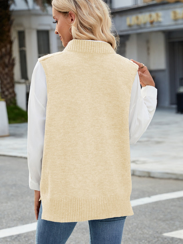 Cable Knit V-Neck Sweater Vest Trendsi Hanalas