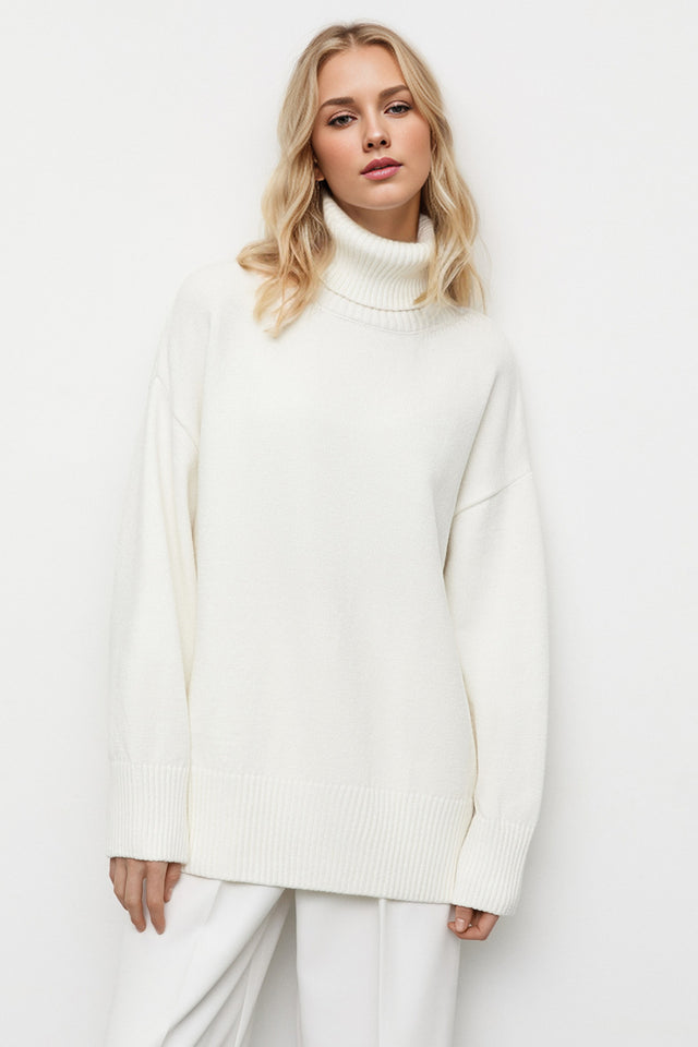 Basic Bae Turtleneck Dropped Shoulder Long Sleeve Sweater Trendsi Hanalas