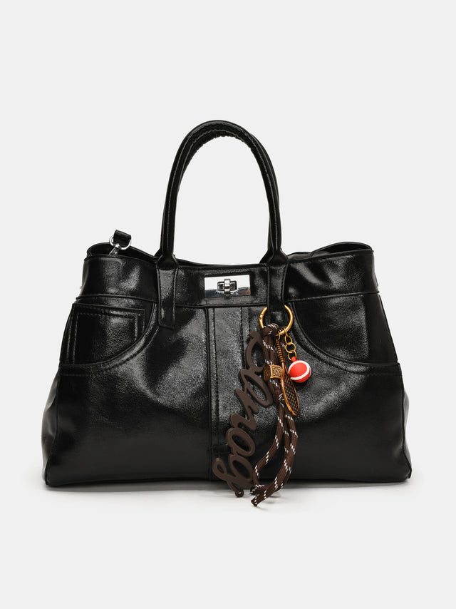 PU Leather Handbag with Pendant Trendsi Hanalas