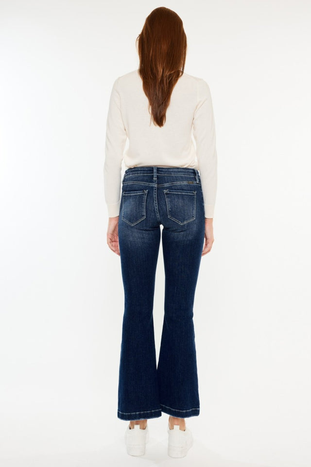 Kancan Mid Rise Button Fly Flare Jeans | Hanalas