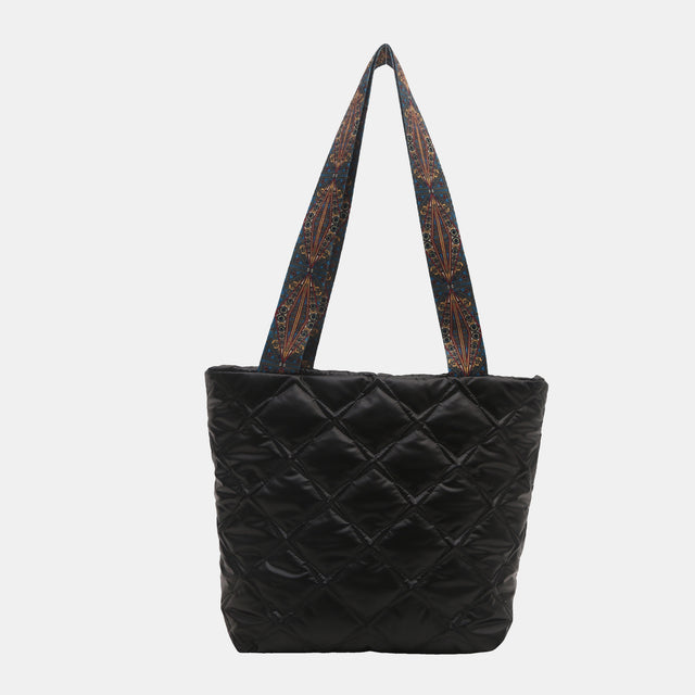 PU Leather Printed Strap Quilted Handbag | Hanalas