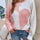 Contrast Heart Round Neck Long Sleeve Sweater | Hanalas