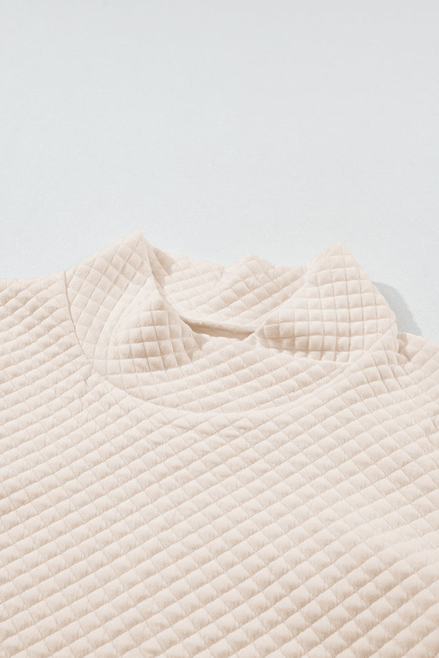 Textured Turtleneck Long Sleeve Sweatshirt | Hanalas