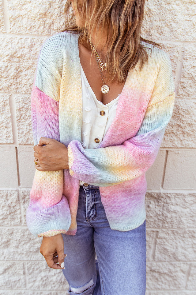 Gradient Open Front Drop Shoulder Cardigan | Hanalas