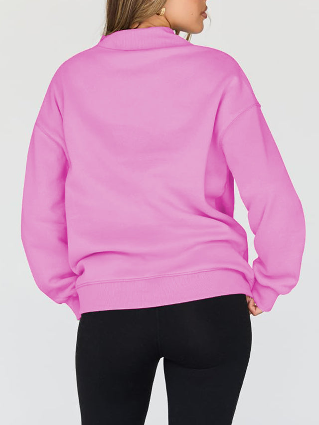 Mock Neck Drop Shoulder Long Sleeve Sweatshirt | Hanalas