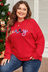 Plus Size MERRY Round Neck Long Sleeve Sweater