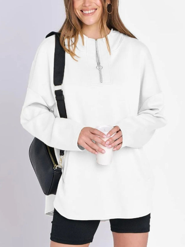 Quarter Zip Long Sleeve Hoodie | Hanalas