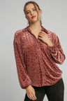 Umgee Animal Print Button Up Velvet Shirt | Hanalas