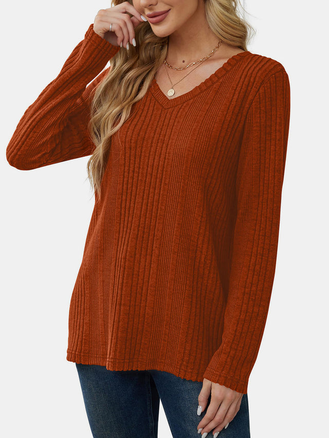 V-Neck Long Sleeve T-Shirt | Hanalas