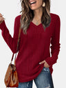 V-Neck Long Sleeve T-Shirt | Hanalas