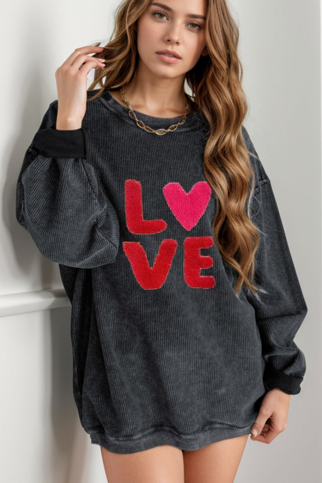 Valentine’s Day LOVE Round Neck Long Sleeve Sweatshirt | Hanalas