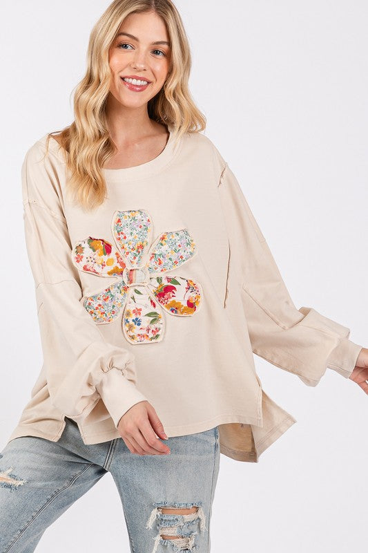 SAGE + FIG Flower Patch Dropped Shoulder Oversize Top | Hanalas