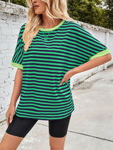 Lovelet Striped Round Neck Half Sleeve T-Shirt