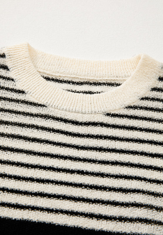 Striped Round Neck Sweater Vest | Hanalas