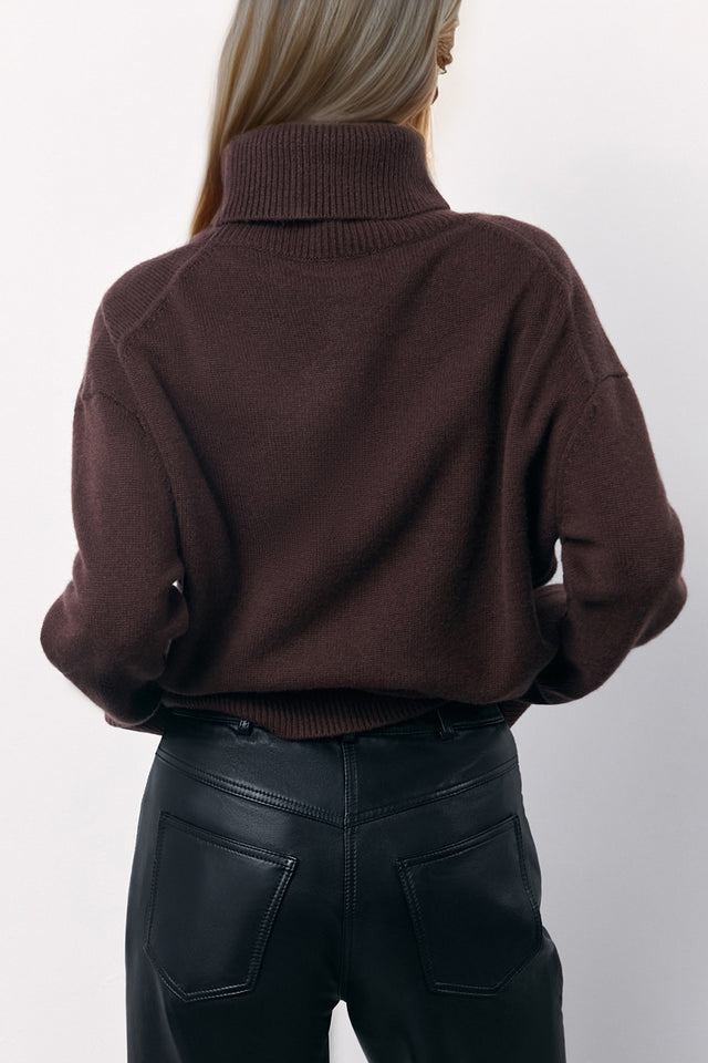 Basic Bae Turtleneck Long Sleeve Dropped Shoulder Sweater Trendsi Hanalas