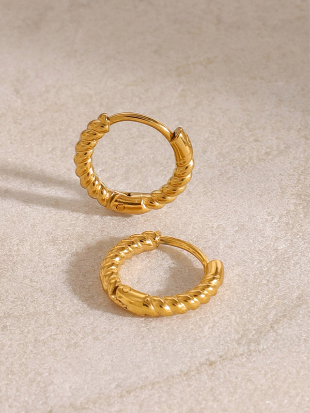 18K Gold-Plated Stainless Steel Huggie Earrings | Hanalas