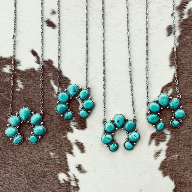 Artificial Turquoise Alloy Pendant Necklace | Hanalas