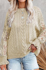 Openwork Round Neck Long Sleeve Sweater | Hanalas