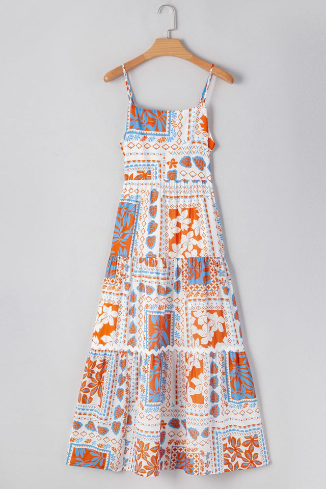 Printed Smocked Back Ricrac Trim Cami Dress | Hanalas