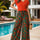 V-Neck Short Sleeve Top and Printed Pants Set | Hanalas