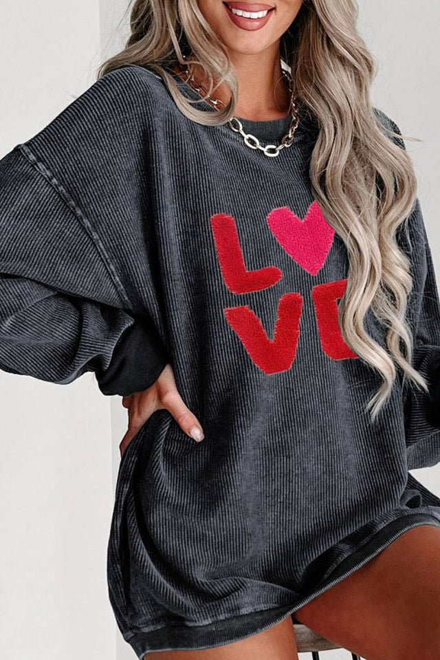 Valentine’s Day LOVE Round Neck Long Sleeve Sweatshirt | Hanalas