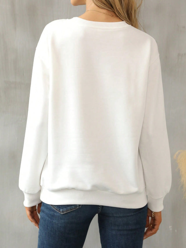 Cat Round Neck Long Sleeve Sweatshirt | Hanalas