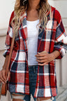 Plaid Button Up Hooded Shacket | Hanalas