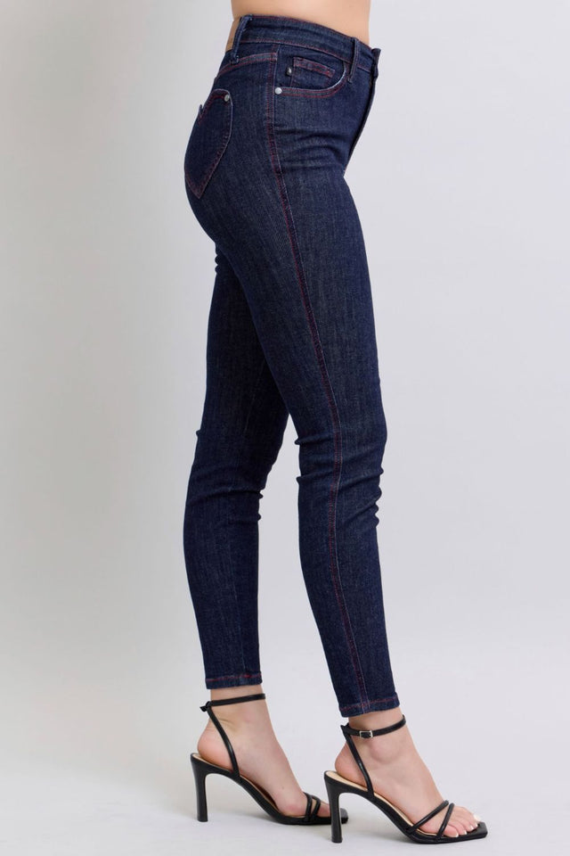 Judy Blue Full Size Heart Shaped Back Pockets Skinny Jeans Trendsi Hanalas