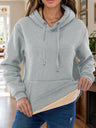 Drawstring Long Sleeve Hoodie with Kangaroo Pocket | Hanalas