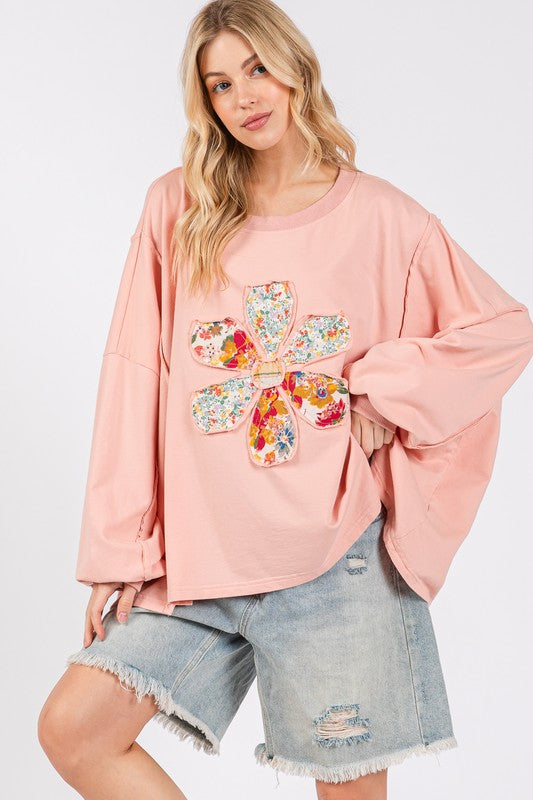 SAGE + FIG Flower Patch Dropped Shoulder Oversize Top | Hanalas